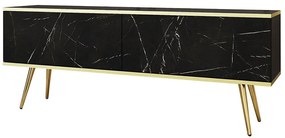 Έπιπλο Τηλεόρασης Oro STVm+GL 135x32x53cm Anthracite Marble-Gold