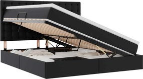 vidaXL Κρεβάτι Αποθήκης με κεφαλάρι Μαύρο 180 x 200 cm Τεχνητό Δέρμα