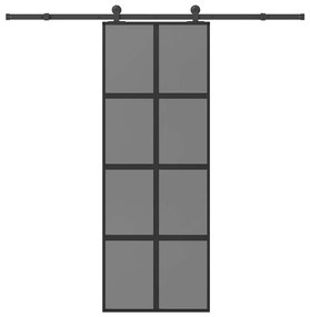 vidaXL Συρόμενη πόρτα με σετ υλικού 76x205 cm από γυαλί&Αλουμίνιο