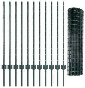 vidaXL Σετ Φράχτη Κήπου Πράσινο 25 x 1 μ Χάλυβας & PVC