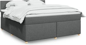 vidaXL Κρεβάτι Boxspring με Στρώμα Σκούρο Γκρι 180x200 εκ Υφασμάτιν