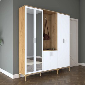 Έπιπλο Εισόδου Καρυδί / Λευκό CRUZAR 180x37.5x198.6