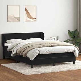 Κρεβάτι Boxspring με Στρώμα Μαύρο 1140x210 εκ. Βελούδινο - Μαύρο