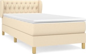 vidaXL Κρεβάτι Boxspring με Στρώμα Κρεμ 90x200 εκ.Υφασμάτινο
