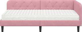 vidaXL Κρεβάτι Γωνίας Ροζ 90 x 190 cm Βελούδο