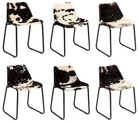 Καρέκλες Τραπεζαρίας 6 τεμ. από Γνήσιο Δέρμα Κατσίκας - Πολύχρωμο