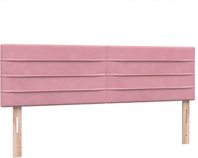 vidaXL Κρεβάτι Boxspring με Στρώμα Ροζ 140x210 εκ. Βελούδινο