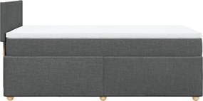 vidaXL Κρεβάτι Boxspring με Στρώμα Σκούρο Γκρι 90x200 εκ. Υφασμάτινο