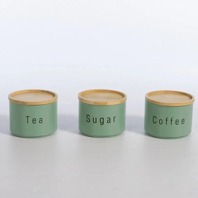Δοχεία Αποθήκευσης Coffee-Tea-Sugar (Σετ 3τμχ) 12x12x8,8 Green Nef-Nef Homeware Μέταλλο