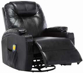 vidaXL Πολυθρόνα Μασάζ Ανακλινόμενη Μαύρη από Συνθετικό Δέρμα