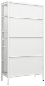 vidaXL Ντουλάπα Βιτρίνας Λευκή 90 x 40 x 180 εκ. Ατσάλι / Ψημένο Γυαλί