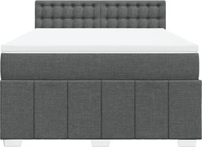 vidaXL Κρεβάτι Boxspring με Στρώμα Σκούρο Γκρι 140x190 εκ. Υφασμάτινο