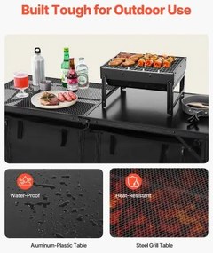 VEVOR Camping Kitchen Table Folding Portable Adjustable Cooking Station Storage