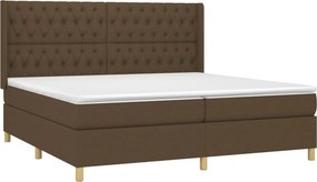 vidaXL Κρεβάτι Boxspring με Στρώμα &amp; LED Σκ.Καφέ 200x200εκ. Υφασμάτινο