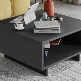 Τραπεζάκι σαλονιού Hola Megapap χρώμα ανθρακί 60x60x32εκ.