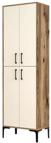 Παπουτσοθήκη Berlin 845HCT4105 60x35x200cm Walnut-Cream Μοριοσανίδα, Μέταλλο