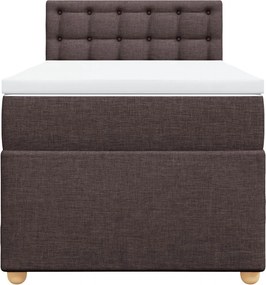 vidaXL Κρεβάτι Boxspring με Στρώμα Σκούρο Καφέ 90x200 εκ. Υφασμάτινο