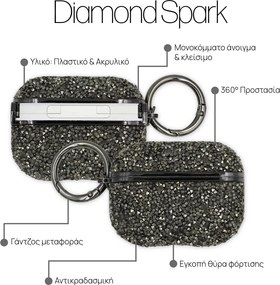 Θήκη Sonique Diamond Sparkle για AirPods Pro 2 Ανθρακί
