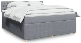 vidaXL Κρεβάτι Boxspring με Στρώμα Ανοιχτό Γκρι 180x200 εκ. Υφασμάτινο