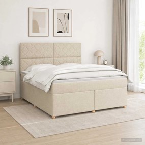vidaXL Κρεβάτι box spring με στρώμα Κρεμ 180 x 200 cm Ύφασμα