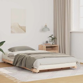 vidaXL Κρεβάτι δαπέδου Καφέ 100 x 200 cm Μασίφ ξύλο πεύκου