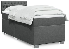 Κρεβάτι Boxspring με Στρώμα Σκούρο Γκρι 100x200 εκ. Υφασμάτινο