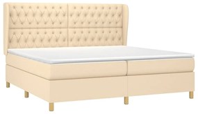 vidaXL Κρεβάτι Boxspring με Στρώμα Κρεμ 200x200 εκ. Υφασμάτινο