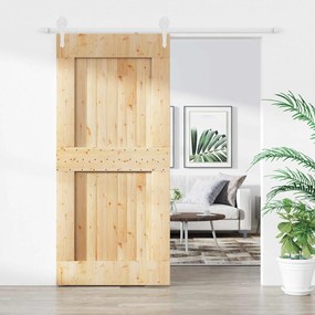 vidaXL Συρόμενη Πόρτα Φυσικό και Λευκό 95 x 210 cm
