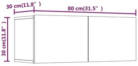 Έπιπλα Τηλεόρασης 2 τεμ. Καπν. Δρυς 80x30x30 εκ Επ. Ξύλο - Καφέ