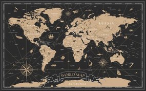 Χάρτης World Map Vintage Black Golden Detailed - Vector, dikobraziy