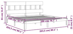 Σκελετός Κρεβ. Χωρίς Στρώμα Λευκό 200x200 εκ Μασίφ Πεύκο - Λευκό