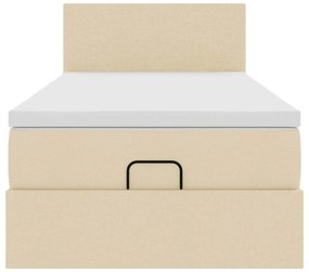 vidaXL Οθωμανικό κρεβάτι με στρώμα Cream 90x190cm ύφασμα