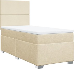 vidaXL Κρεβάτι Boxspring με Στρώμα Κρεμ 100 x 200 εκ. Υφασμάτινο