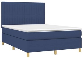 ΚΡΕΒΑΤΙ BOXSPRING ΜΕ ΣΤΡΩΜΑ &amp; LED ΜΠΛΕ 140X200 ΕΚ. ΥΦΑΣΜΑΤΙΝΟ 3135603