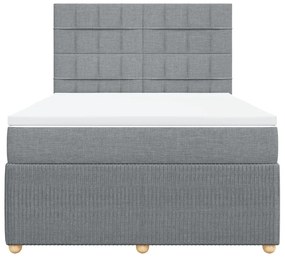 Κρεβάτι Boxspring με Στρώμα Ανοιχτό Γκρι 140x200 εκ. Υφασμάτινο - Γκρι