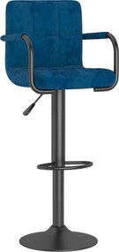 vidaXL Σκαμπό Μπαρ 2 τεμ. Μπλε Βελούδινα