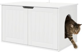vidaXL Σπίτι Γάτας Λευκό 85 x 55 x 50,5 εκ Επεξεργασμένο ξύλο