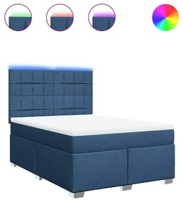 vidaXL Κρεβάτι Boxspring με Στρώμα Μπλε 160x200 εκ. Υφασμάτινο