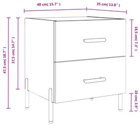 Κομοδίνα 2 τεμ. Γκρι Σκυροδεμ. 40 x 35 x 47,5 εκ. Επεξεργ. Ξύλο - Γκρι