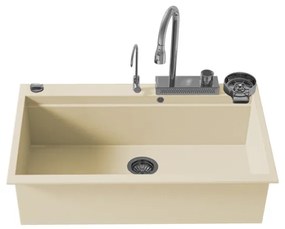 Sanitec Ultra Granite 850 Quartz Multi Ένθετος Γρανιτένιος Νεροχύτης 79Χ50cm Ocra (Inox accessories)