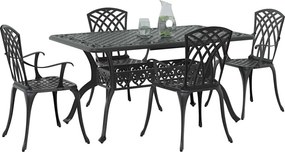 vidaXL Σέτ φαγητού για κήπο 5 pcs Μαύρο Αλουμίνιο