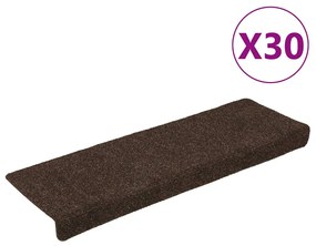 vidaXL Αυτοκόλλητα Πατάκια Σκαλιών 30 τεμ. Καφέ Ορθογώνια Άκρη 65x21x4 εκ.