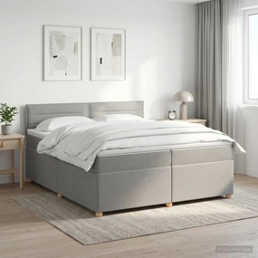 vidaXL Κρεβάτι box spring με στρώμα Ανοιχτό γκρι 200 x 200 cm Ύφασμα