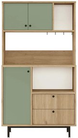 Ντουλάπι Κουζίνας 956LCS3581 88x35,5x161,2cm Oak-Green Μοριοσανίδα, Μέταλλο