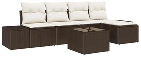 vidaXL Σετ Καναπέ Κήπου 6 pcs Καφέ, Κρέμα Πολυ rattan, βαμμένο ατσάλι