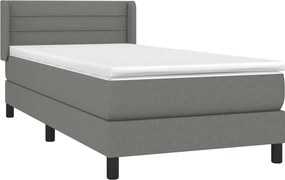 vidaXL Κρεβάτι Boxspring με Στρώμα Σκούρο Γκρι 90x190 εκ. Υφασμάτινο