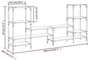 Έπιπλο Τηλεόρασης Γκρι Sonoma 206,5x28,5x95 εκ. από Επεξ. Ξύλο - Γκρι