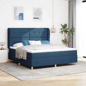 vidaXL Μπλε Κρεβάτι με Στρώμα 180x200 εκ Υφασμάτινο