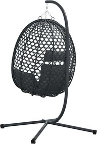 vidaXL Κρεμαστή καρέκλα αυγό Ανθρακί και μαύρο 104 x 100 x 191 εκ