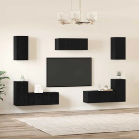 vidaXL Σετ επίπλου τηλεόρασης 7 pcs Μαύρη Οξυά Επεξεργασμένο ξύλο